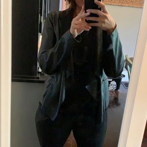 Faux suede and leather stretch blazer